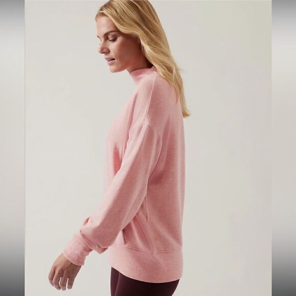 ATHLETA Apollo Crewneck Sweatshirt Conch Heathered Pink Women’s Size XS - Picture 2 of 11
